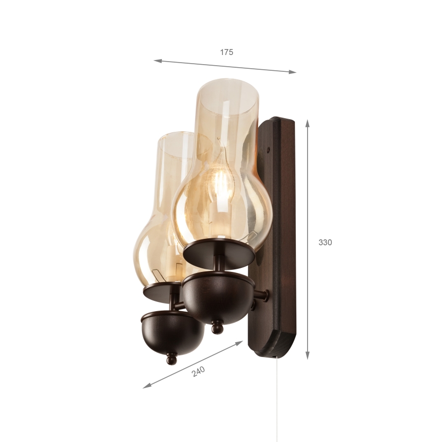 Brilagi - LED Aplique COTTAGE 2xE14/40W/230V haya/marrón
