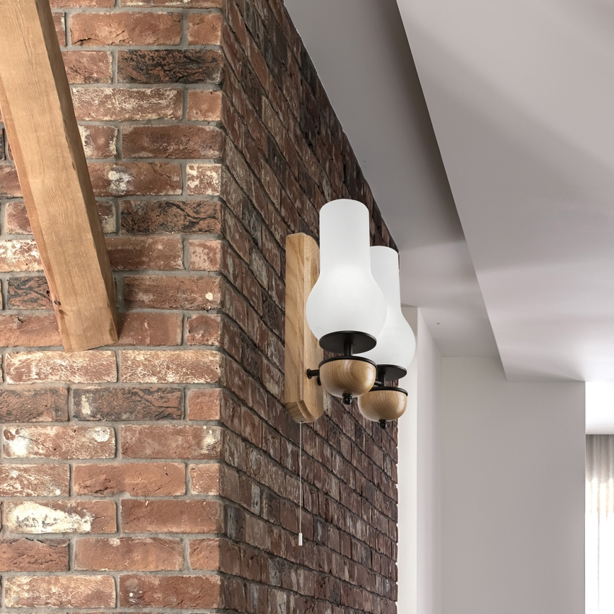 Brilagi - LED Aplique COTTAGE 2xE14/40W/230V roble/blanco