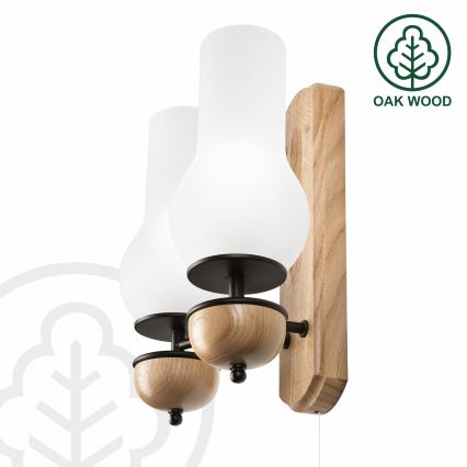 Brilagi - LED Aplique COTTAGE 2xE14/40W/230V roble/blanco