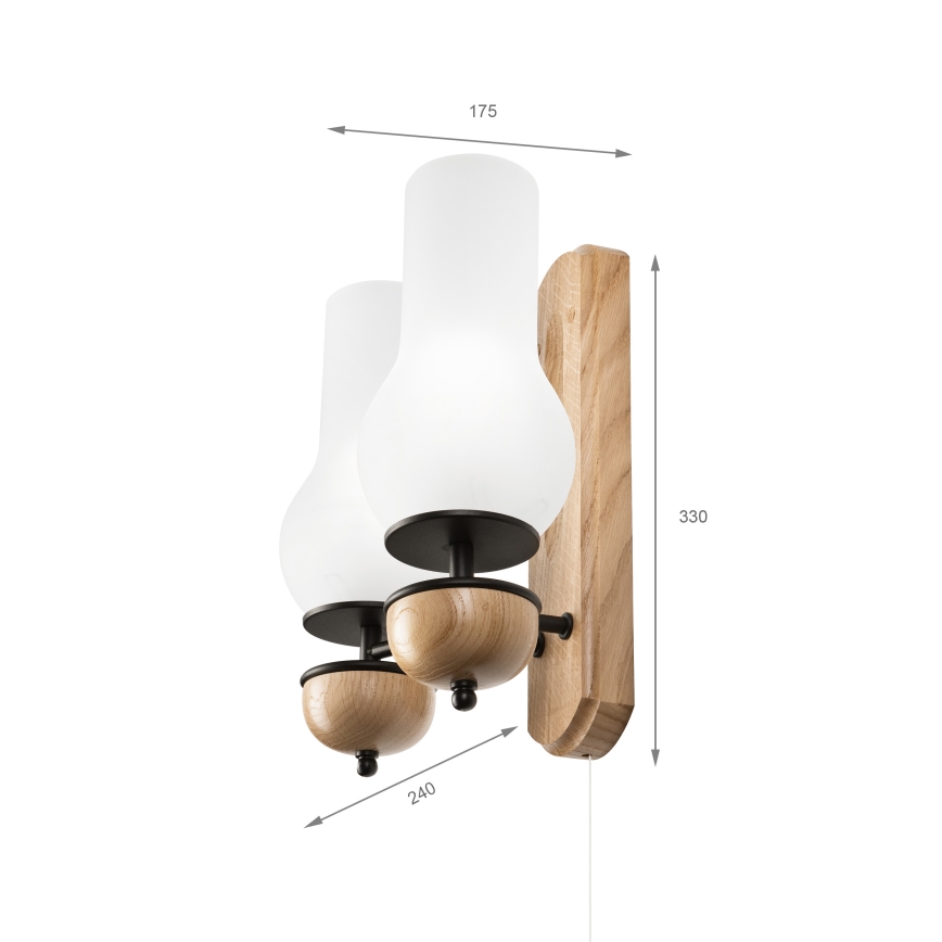 Brilagi - LED Aplique COTTAGE 2xE14/40W/230V roble/blanco