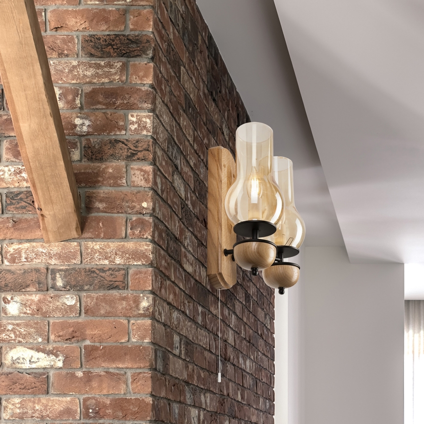 Brilagi - LED Aplique COTTAGE 2xE14/40W/230V roble/marrón