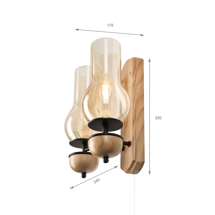 Brilagi - LED Aplique COTTAGE 2xE14/40W/230V roble/marrón