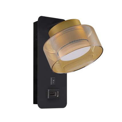 Brilagi - LED Aplique de pared con puerto USB AURA LUX 1xGX53/30W/230V negro/dorado