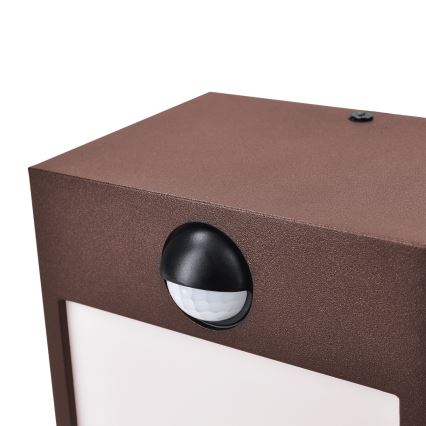 Brilagi - Aplique LED de pared exterior con sensor TERNI LED/12W/230V marrón IP44