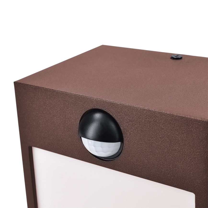 Brilagi - Aplique LED de pared exterior con sensor TERNI LED/12W/230V marrón IP44