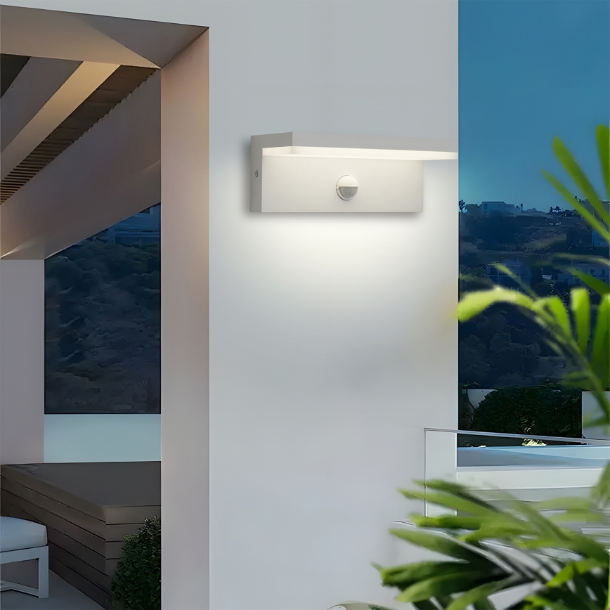 Brilagi - Aplique LED exterior con sensor TESSI LED/10W/230V blanco IP54