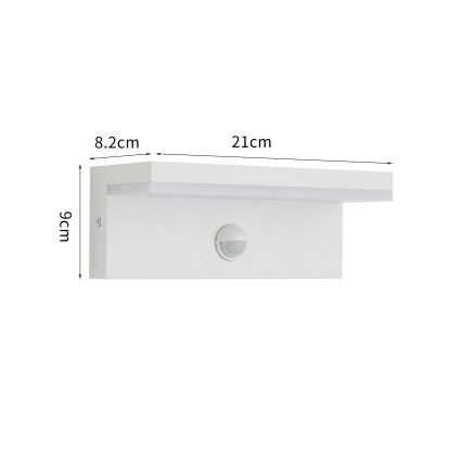 Brilagi - Aplique LED exterior con sensor TESSI LED/10W/230V blanco IP54