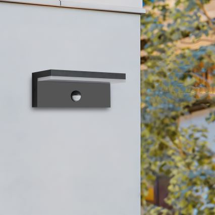 Brilagi - Aplique de pared LED para exterior con sensor TESSI LED/10W/230V negro IP54