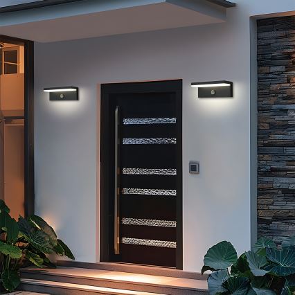 Brilagi - Aplique de pared LED para exterior con sensor TESSI LED/10W/230V negro IP54