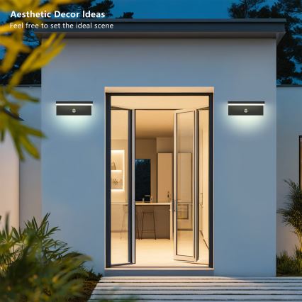 Brilagi - Aplique de pared LED para exterior con sensor TESSI LED/10W/230V negro IP54