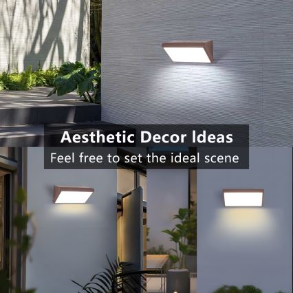 Brilagi - Aplique de pared exterior LED con sensor TRIANGLE LED/20W/230V marrón IP65