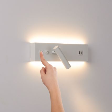 Brilagi - Aplique LED de pared orientable con puerto USB NOCTIS LED/3W/230V + LED/9W blanco