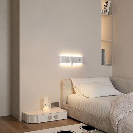Brilagi - Aplique LED de pared orientable con puerto USB NOCTIS LED/3W/230V + LED/9W blanco