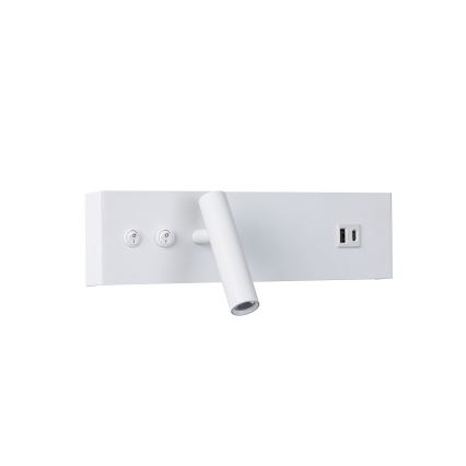 Brilagi - Aplique LED de pared orientable con puerto USB NOCTIS LED/3W/230V + LED/9W blanco