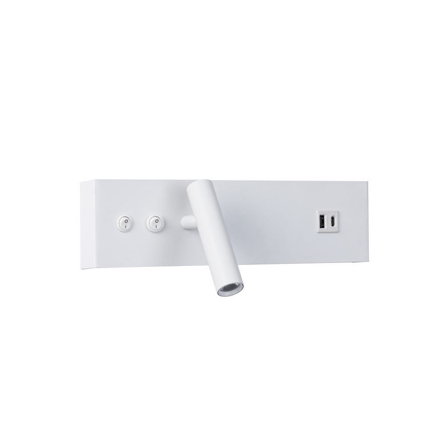 Brilagi - Aplique LED de pared orientable con puerto USB NOCTIS LED/3W/230V + LED/9W blanco