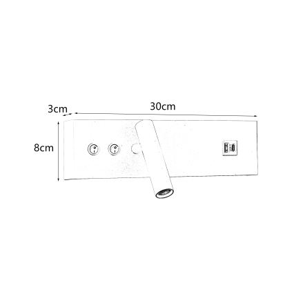 Brilagi - Aplique LED de pared orientable con puerto USB NOCTIS LED/3W/230V + LED/9W blanco