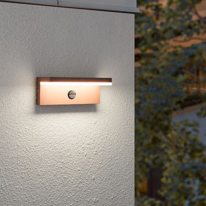 Brilagi - Aplique LED de pared para exterior con sensor TESSI LED/10W/230V marrón IP54