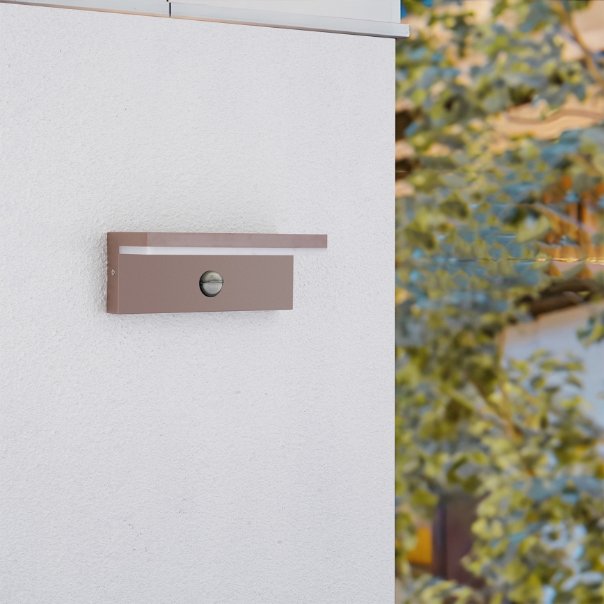 Brilagi - Aplique LED de pared para exterior con sensor TESSI LED/10W/230V marrón IP54