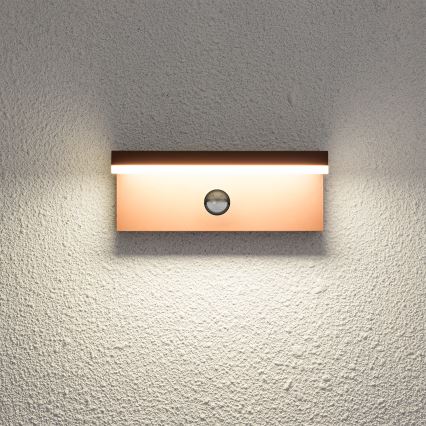 Brilagi - Aplique LED de pared para exterior con sensor TESSI LED/10W/230V marrón IP54