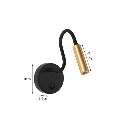 Brilagi - LED Aplique flexible MAYA LED/3W/230V 4000K negro/dorado