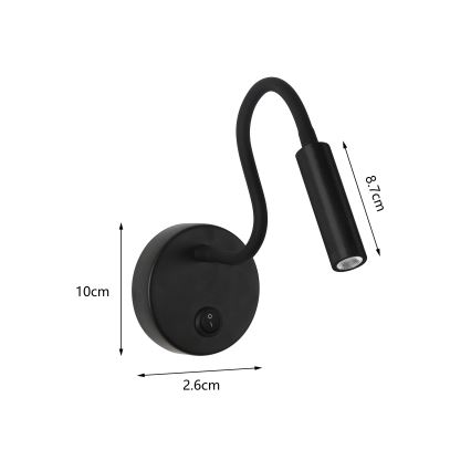Brilagi - LED Aplique flexible MAYA LED/3W/230V 4000K negro
