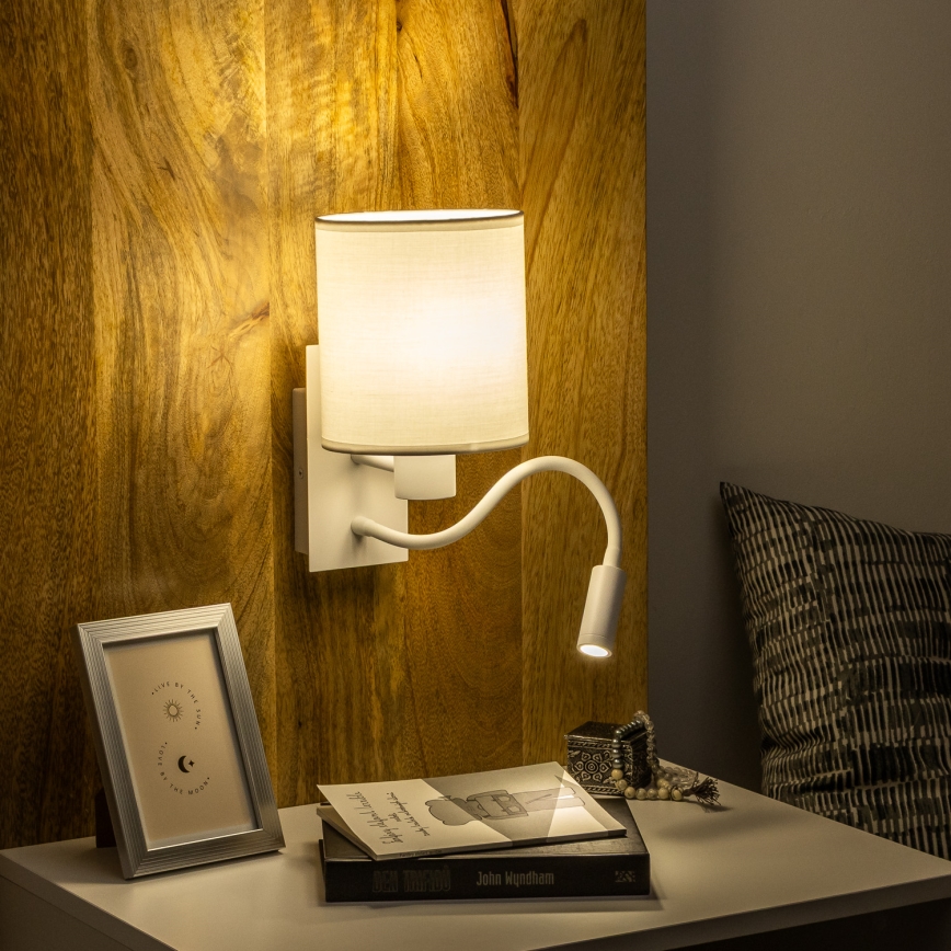 Brilagi - LED Aplique flexible NUBILA 1xE27/25W/230V + LED/3W blanco