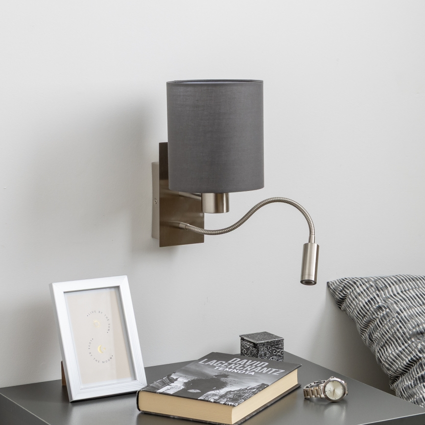 Brilagi - LED Aplique flexible NUBILA 1xE27/25W/230V + LED/3W cromo mate/antracita