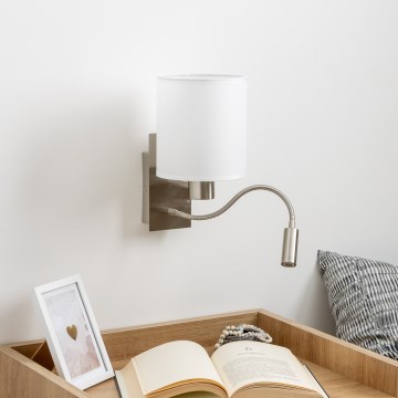 Brilagi - LED Aplique flexible NUBILA 1xE27/25W/230V + LED/3W cromo mate/blanco