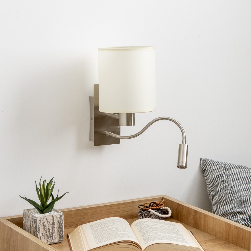 Brilagi - LED Aplique flexible NUBILA 1xE27/25W/230V + LED/3W cromo mate/color crema
