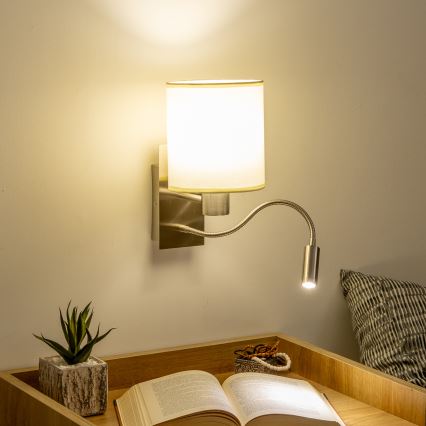 Brilagi - LED Aplique flexible NUBILA 1xE27/25W/230V + LED/3W cromo mate/color crema