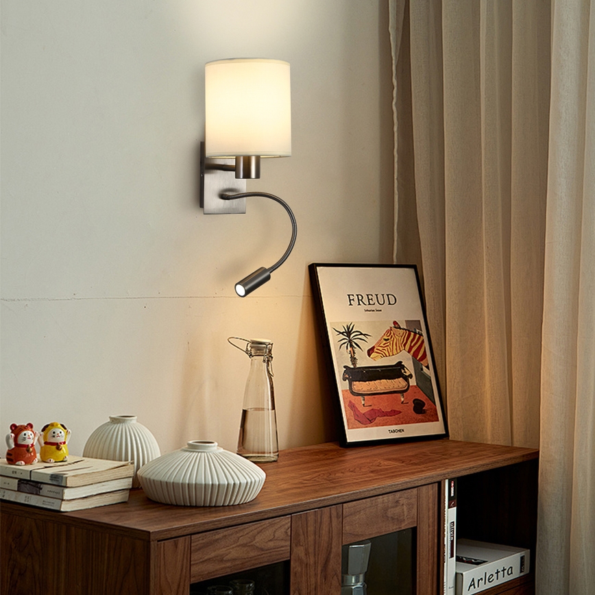 Brilagi - LED Aplique flexible NUBILA 1xE27/25W/230V + LED/3W cromo mate/color crema