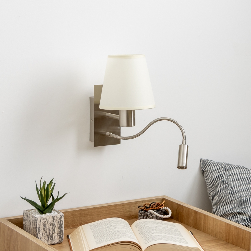 Brilagi - LED Aplique flexible NUBILA 1xE27/25W/230V + LED/3W cromo mate/color crema