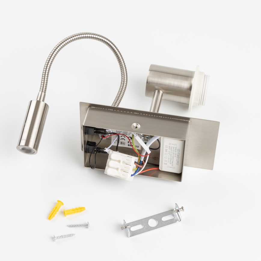 Brilagi - LED Aplique flexible NUBILA 1xE27/25W/230V + LED/3W cromo mate/color crema