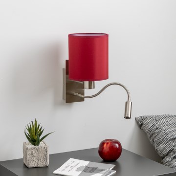 Brilagi - LED Aplique flexible NUBILA 1xE27/25W/230V + LED/3W cromo mate/rojo pompeyano
