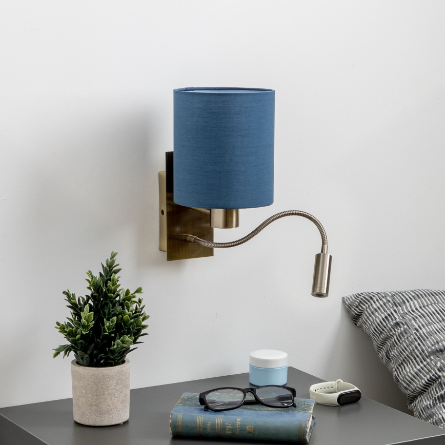 Brilagi - LED Aplique flexible NUBILA 1xE27/25W/230V+ LED/3W latón/azul oscuro