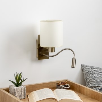 Brilagi - LED Aplique flexible NUBILA 1xE27/25W/230V + LED/3W latón/color crema