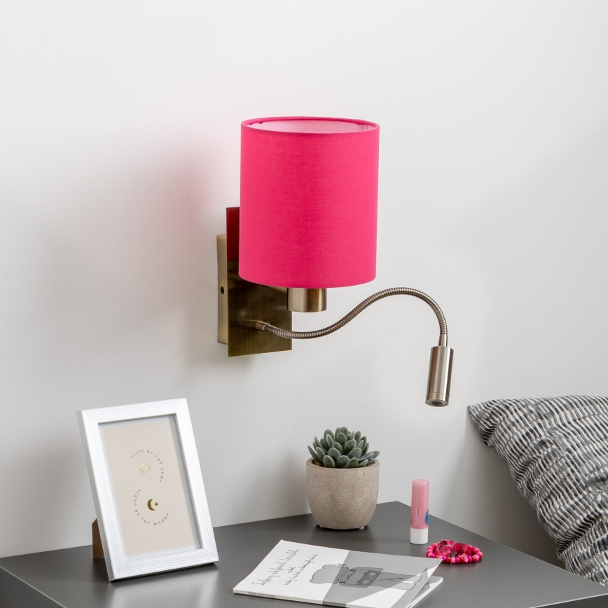 Brilagi - LED Aplique flexible NUBILA 1xE27/25W/230V + LED/3W latón/rosa
