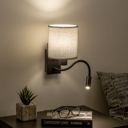 Brilagi - LED Aplique flexible NUBILA 1xE27/25W/230V + LED/3W negro/gris