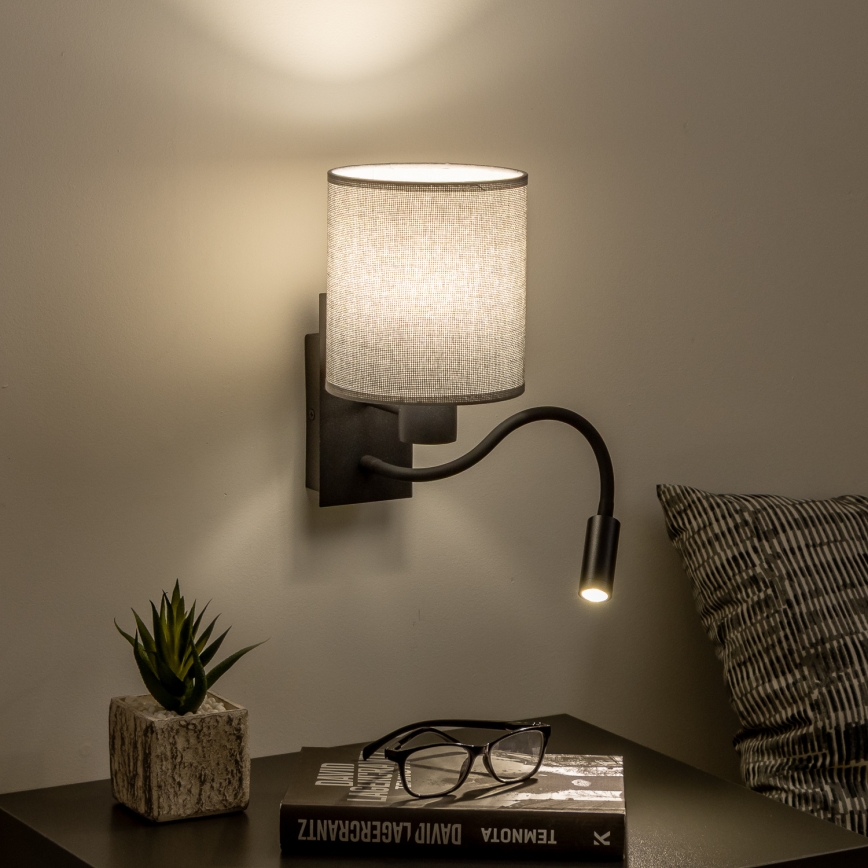 Brilagi - LED Aplique flexible NUBILA 1xE27/25W/230V + LED/3W negro/gris