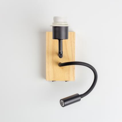 Brilagi - LED Aplique flexible NUBILA WOOD 1xE27/25W/230V + LED/3W roble/negro/color crema