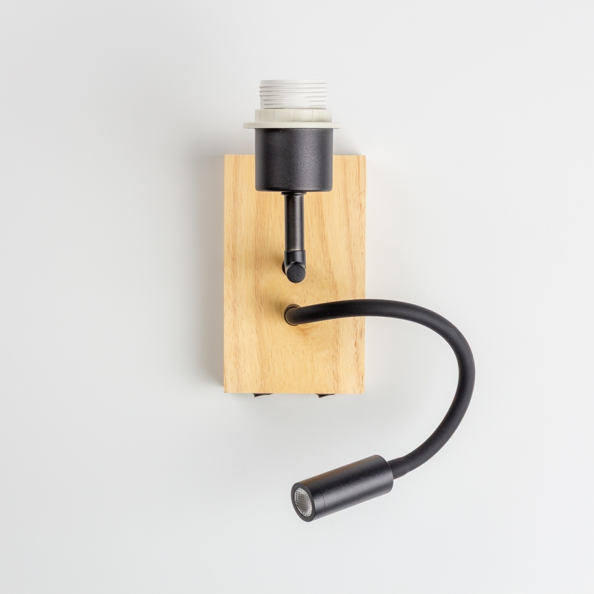 Brilagi - LED Aplique flexible NUBILA WOOD 1xE27/25W/230V + LED/3W roble/negro/color crema