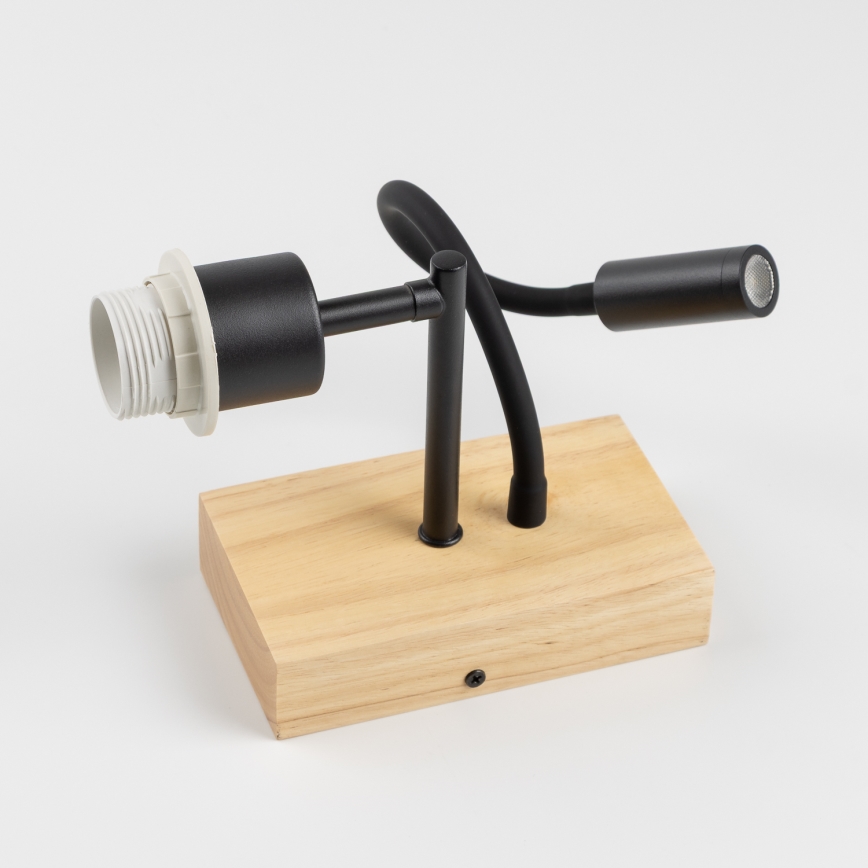 Brilagi - LED Aplique flexible NUBILA WOOD 1xE27/25W/230V + LED/3W roble/negro/color crema