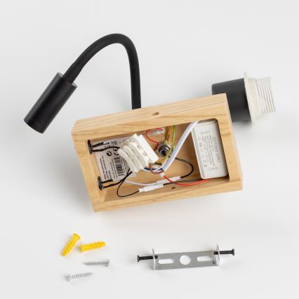 Brilagi - LED Aplique flexible NUBILA WOOD 1xE27/25W/230V + LED/3W roble/negro/color crema