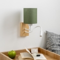 Brilagi - LED Aplique flexible NUBILA WOOD 1xE27/25W/230V + LED/3W roble/Verde