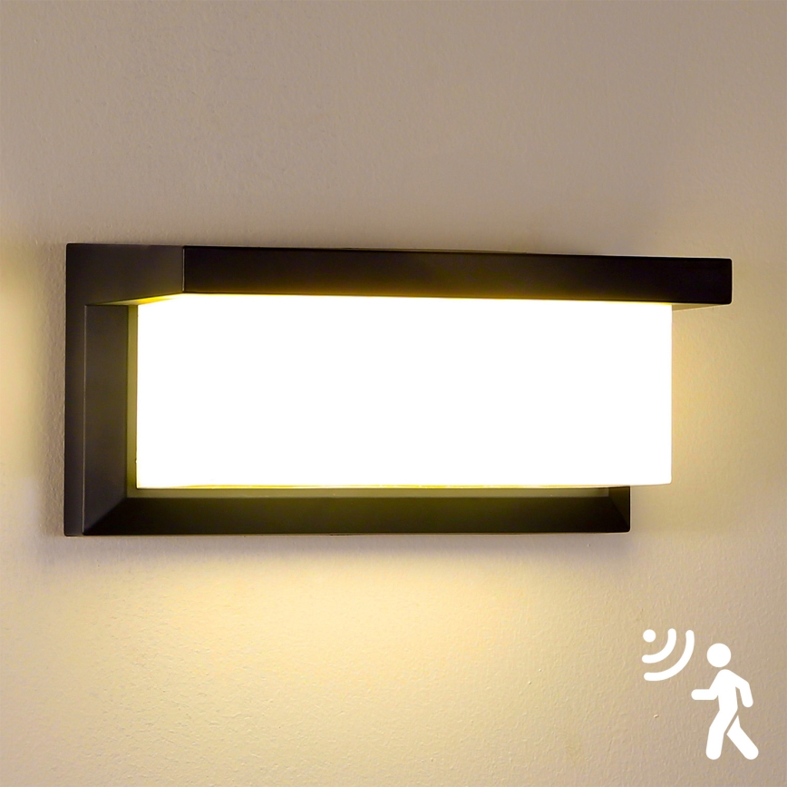Brilagi - LED Aplique para exterior con sensor BRICKY LED/12W/230V negro IP54