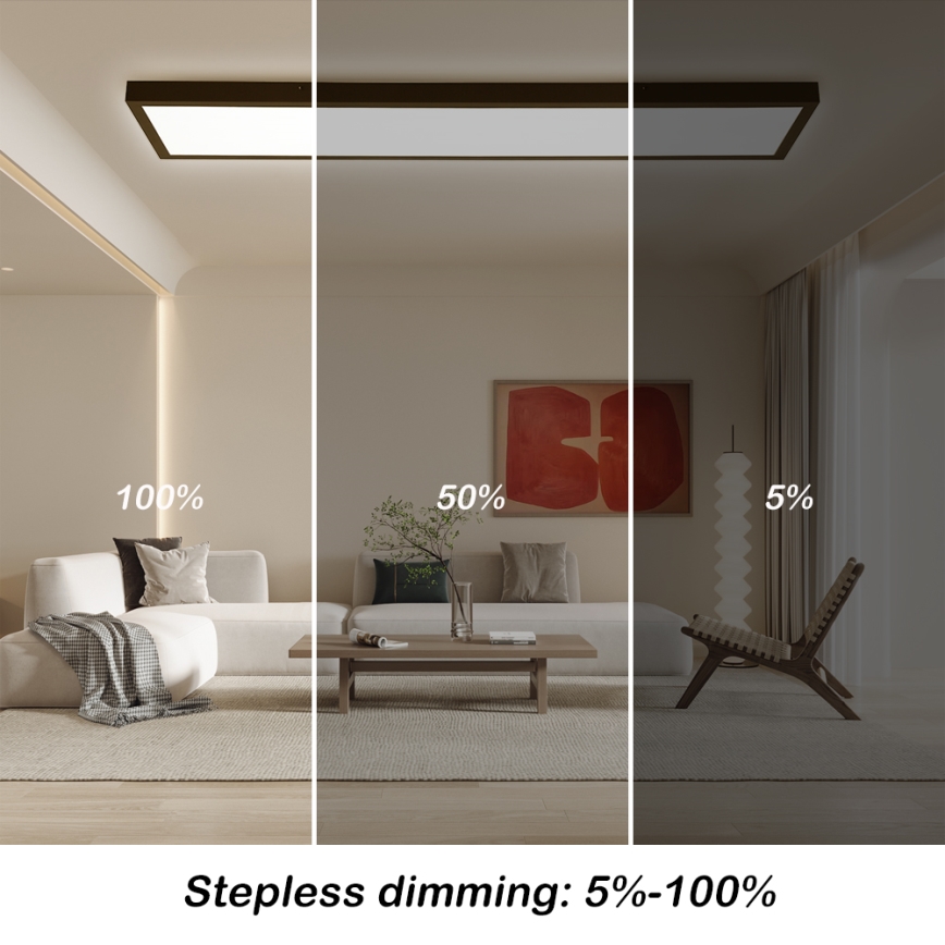 Brilagi - Dimmable Luz de Techo de Baño FRAME SMART LED/50W/230V 30x120 cm 3000-6000K IP44 Negro + Control Remoto