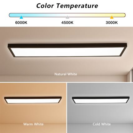 Brilagi - Dimmable Luz de Techo de Baño FRAME SMART LED/50W/230V 30x120 cm 3000-6000K IP44 Negro + Control Remoto