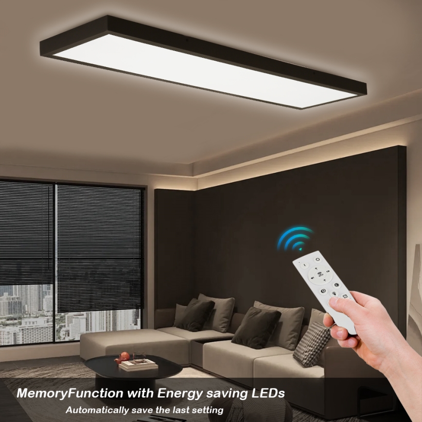 Brilagi - Dimmable Luz de Techo de Baño FRAME SMART LED/50W/230V 30x120 cm 3000-6000K IP44 Negro + Control Remoto