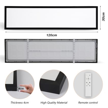 Brilagi - Dimmable Luz de Techo de Baño FRAME SMART LED/50W/230V 30x120 cm 3000-6000K IP44 Negro + Control Remoto