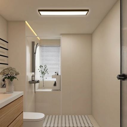 Brilagi - Dimmable Luz de Techo de Baño FRAME SMART LED/50W/230V 30x120 cm 3000-6000K IP44 Negro + Control Remoto